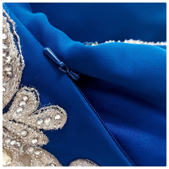 Vintage Royal Blue Embelled Gown by LARA - Picture 7 of 8